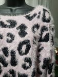Cheetah Print Fluffy Over-sized Sweater