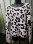 Cheetah Print Fluffy Over-sized Sweater