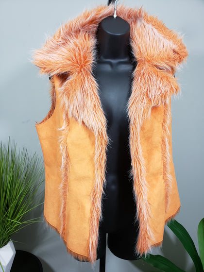 J.C. Suede Orange Faux Fur Vest