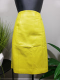 80's Neon Vintage Leather High-Waist Pencil Skirt