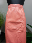 Vintage 80s Peach Leather Pencil Skirt