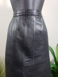 Black Leather Vintage Pencil Skirt