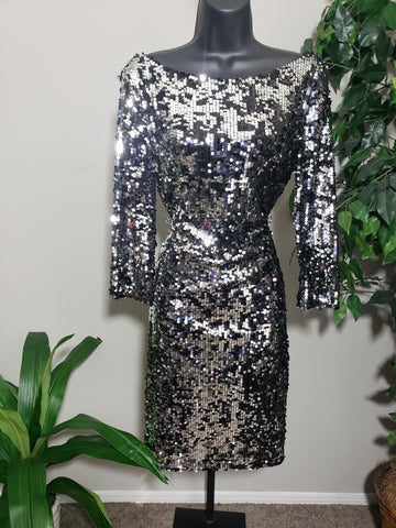 Premier Amour Black & Sliver Sequin Party Dress