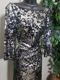 Premier Amour Black & Sliver Sequin Party Dress