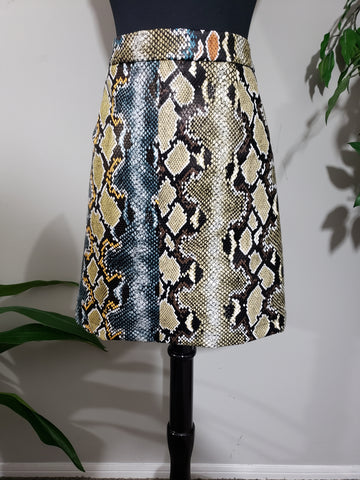 French Connection Faux Leather Multi-Color Snakeskin Mini Skirt