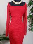 Hot Momma Red Plus Size Ruched Mesh Dress