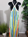Gabby Isabella Multi Color Pleat Maxi Dress