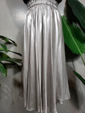Janay Metallic Silver Pleat Skirt