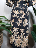Alfred Black & Brown Floral Skirt Set