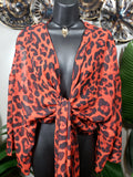 Red Leopard Sheer Crop Top
