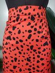 Toni Red Animal Print Skirt