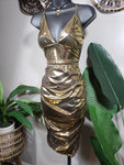 Diana Gold Metallic Ruched Skirt Set