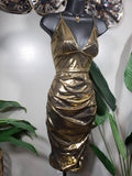Diana Gold Metallic Ruched Skirt Set