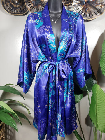 California Dynasty Blue Floral Robe