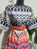 Lillie Color Block Tribal Mini Dress
